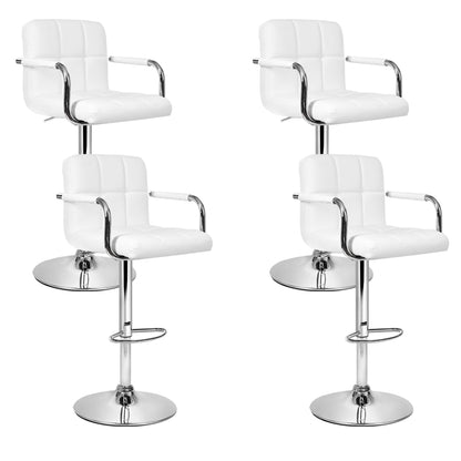 Artiss 4x Bar Stools Leather Gas Lift w/Armrest White BA-K-1055A-WHX4