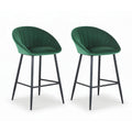 Artiss 2x Bar Stools Kitchen Dining Chair Counter Stool Tub Velvet Metal Green BA-K-1074-GNX2