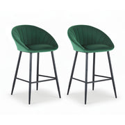 Artiss 2x Bar Stools Kitchen Dining Chair Counter Stool Tub Velvet Metal Green BA-K-1074-GNX2
