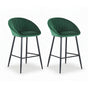 Artiss 2x Bar Stools Kitchen Dining Chair Counter Stool Tub Velvet Metal Green BA-K-1074-GNX2