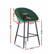 Artiss 2x Bar Stools Kitchen Dining Chair Counter Stool Tub Velvet Metal Green BA-K-1074-GNX2