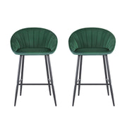 Artiss 2x Bar Stools Kitchen Dining Chair Counter Stool Tub Velvet Metal Green BA-K-1074-GNX2