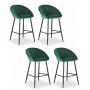 Artiss 4x Bar Stools Kitchen Dining Chair Counter Stool Tub Velvet Metal Green BA-K-1074-GNX4