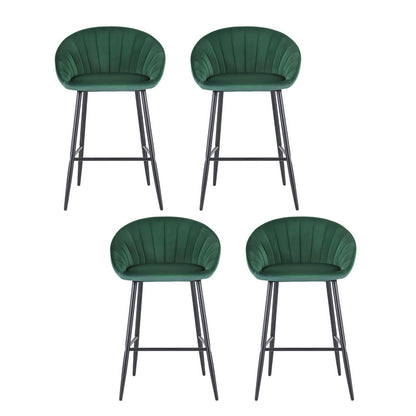 Artiss 4x Bar Stools Kitchen Dining Chair Counter Stool Tub Velvet Metal Green BA-K-1074-GNX4