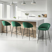 Artiss 4x Bar Stools Kitchen Dining Chair Counter Stool Tub Velvet Metal Green BA-K-1074-GNX4