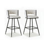 Artiss 2x Bar Stools Kitchen Dining Chair Counter Stool Woven Velvet Metal Ivory BA-K-1087-BGX2