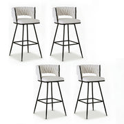 Artiss 4x Bar Stools Kitchen Dining Chair Counter Stool Woven Velvet Metal Ivory BA-K-1087-BGX4