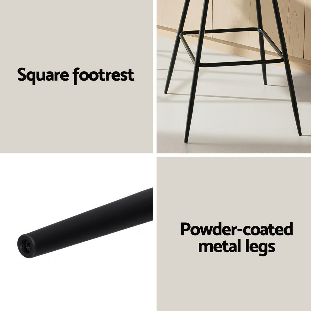 Artiss 4x Bar Stools Kitchen Dining Chair Counter Stool Woven Velvet Metal Ivory BA-K-1087-BGX4