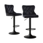 Artiss 2x Velvet Bar Stool Adjustable Height Nailhead Trim Kitchen Counter Stool BA-K-1105-BKX2