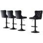 Artiss 4x Velvet Bar Stool Adjustable Height Nailhead Trim Kitchen Counter Stool BA-K-1105-BKX4