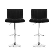 Artiss 2x Bar Stools Gas Lift Leather Chairs Black BA-K-1185-BKX2