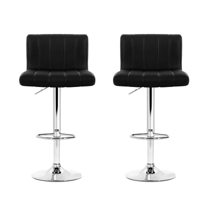 Artiss 2x Bar Stools Gas Lift Leather Chairs Black BA-K-1185-BKX2