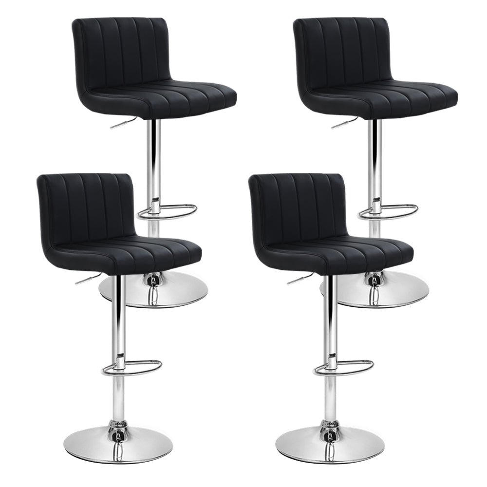 Artiss 4x Bar Stools Gas Lift Leather Black BA-K-1185-BKX4