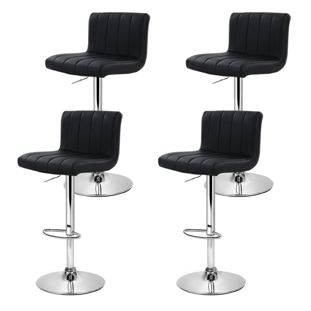 Artiss 4x Bar Stools Gas Lift Leather Black BA-K-1185-BKX4