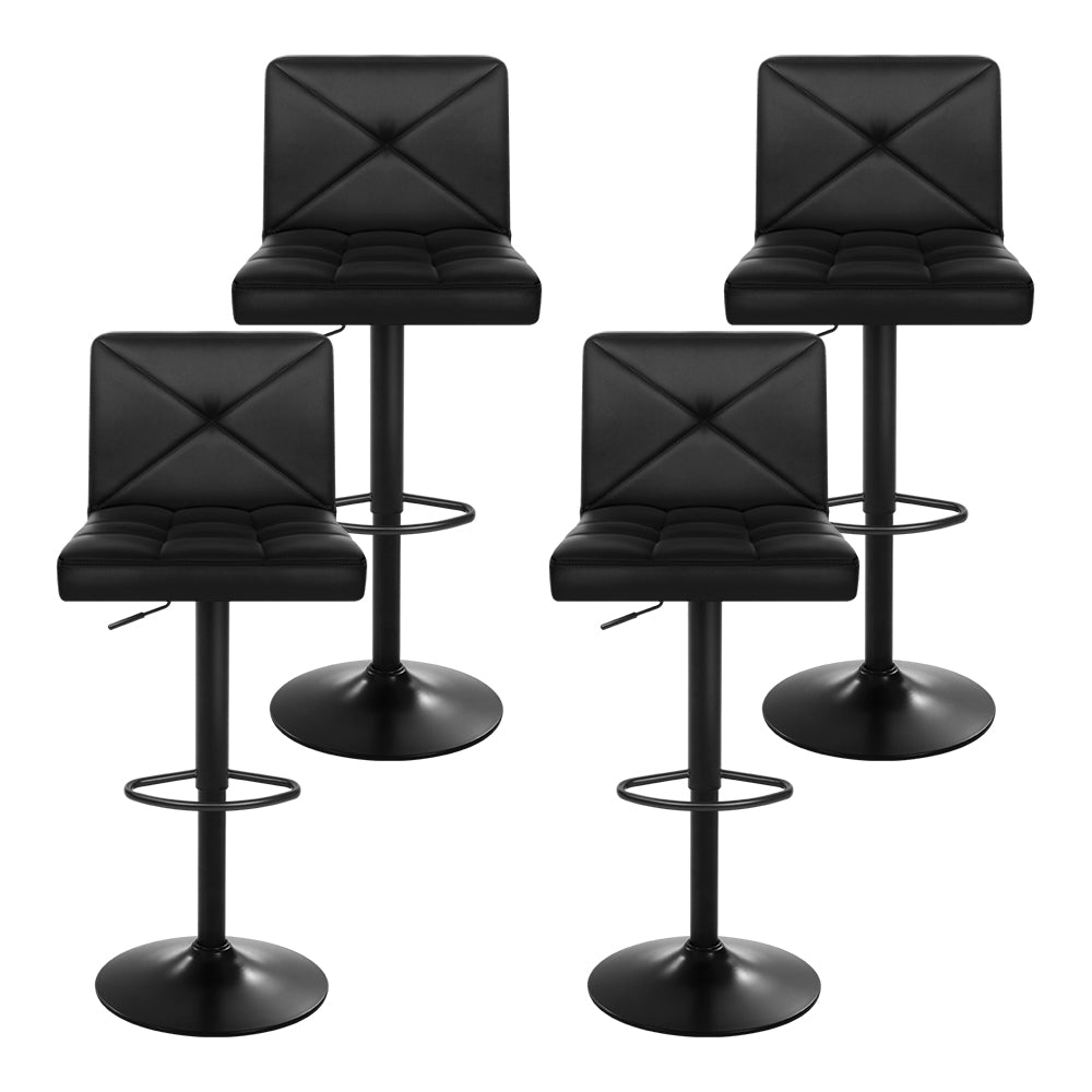 Artiss 4x Bar Stools Gas Lift Leather Chair Black BA-K-1536-BKX4
