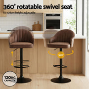 Artiss 2x Bar Stools Kitchen Swivel Gas Lift Counter Chair Shell Leather Brown BA-K-256-BRX2