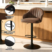 Artiss 4x Bar Stools Kitchen Swivel Gas Lift Counter Chair Shell Leather Brown BA-K-256-BRX4