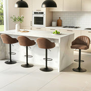 Artiss 4x Bar Stools Kitchen Swivel Gas Lift Counter Chair Shell Leather Brown BA-K-256-BRX4