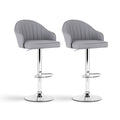 Artiss 2x Bar Stools Kitchen Swivel Gas Lift Counter Chair Shell Leather Grey BA-K-256-GYX2