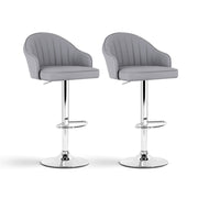 Artiss 2x Bar Stools Kitchen Swivel Gas Lift Counter Chair Shell Leather Grey BA-K-256-GYX2