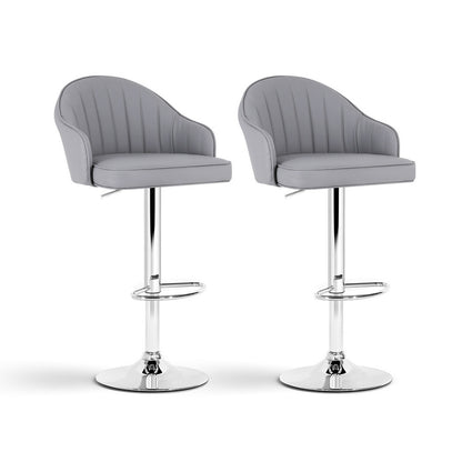 Artiss 2x Bar Stools Kitchen Swivel Gas Lift Counter Chair Shell Leather Grey BA-K-256-GYX2