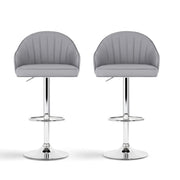 Artiss 2x Bar Stools Kitchen Swivel Gas Lift Counter Chair Shell Leather Grey BA-K-256-GYX2
