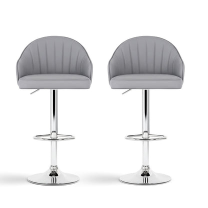 Artiss 2x Bar Stools Kitchen Swivel Gas Lift Counter Chair Shell Leather Grey BA-K-256-GYX2