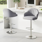 Artiss 2x Bar Stools Kitchen Swivel Gas Lift Counter Chair Shell Leather Grey BA-K-256-GYX2