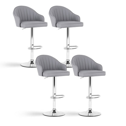 Artiss 4x Bar Stools Kitchen Swivel Gas Lift Counter Chair Shell Leather Grey BA-K-256-GYX4