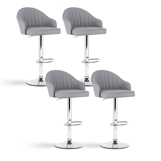 Artiss 4x Bar Stools Kitchen Swivel Gas Lift Counter Chair Shell Leather Grey BA-K-256-GYX4