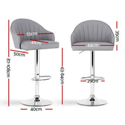 Artiss 4x Bar Stools Kitchen Swivel Gas Lift Counter Chair Shell Leather Grey BA-K-256-GYX4
