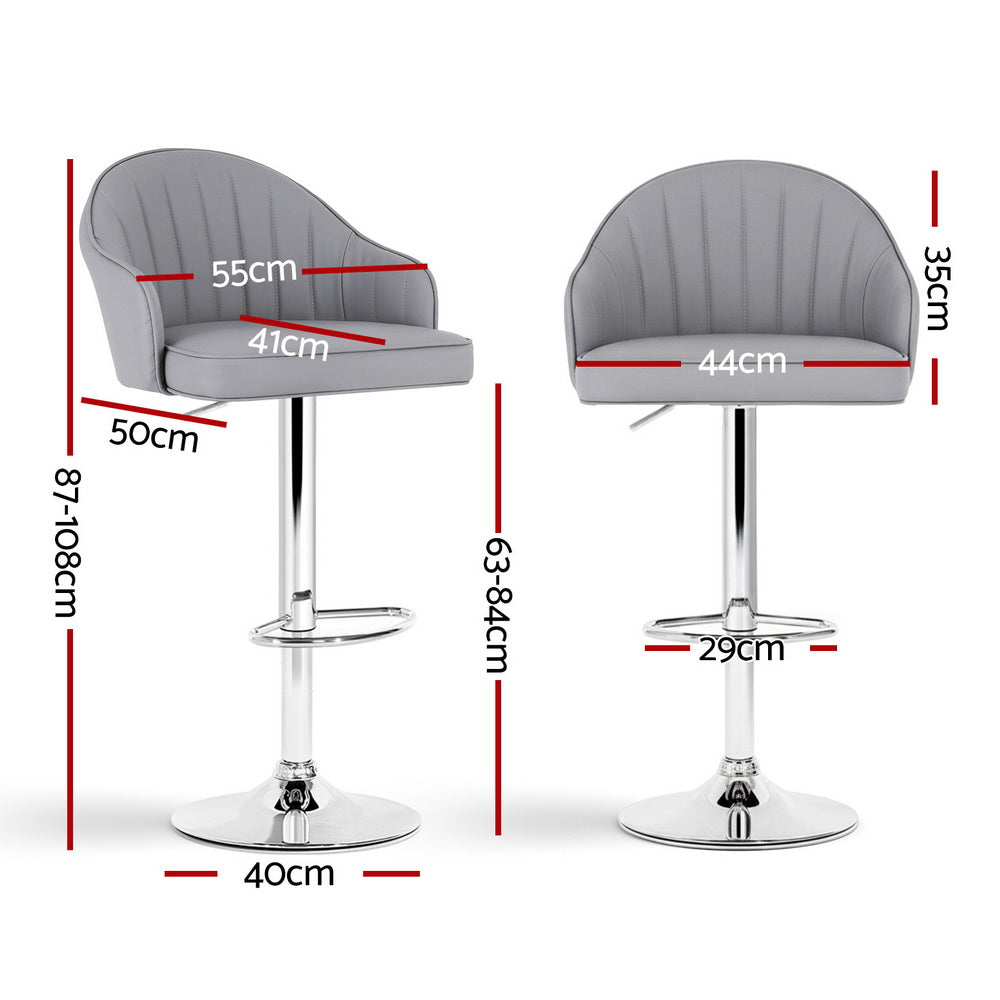 Artiss 4x Bar Stools Kitchen Swivel Gas Lift Counter Chair Shell Leather Grey BA-K-256-GYX4