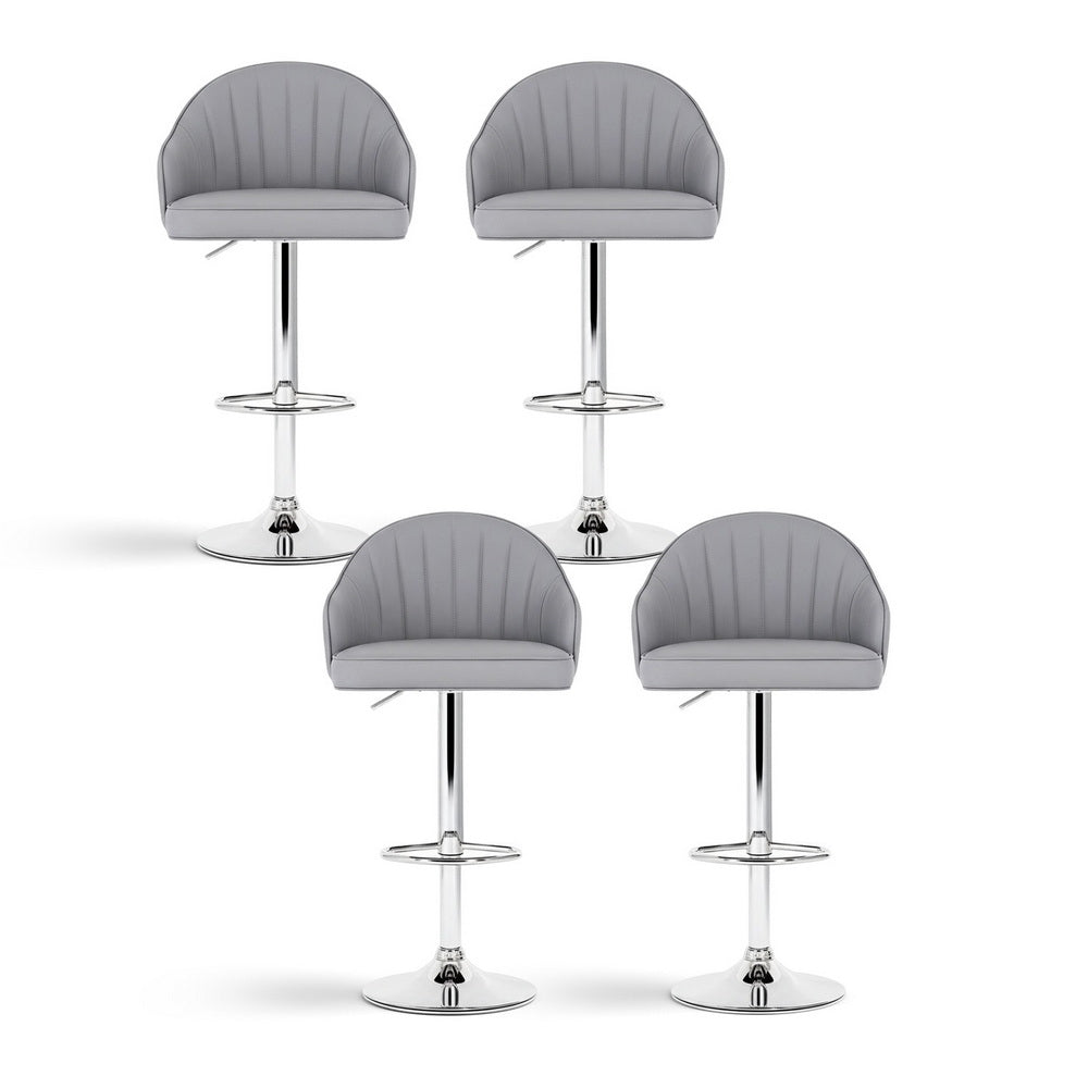 Artiss 4x Bar Stools Kitchen Swivel Gas Lift Counter Chair Shell Leather Grey BA-K-256-GYX4