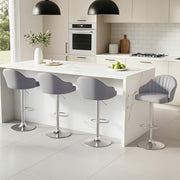 Artiss 4x Bar Stools Kitchen Swivel Gas Lift Counter Chair Shell Leather Grey BA-K-256-GYX4