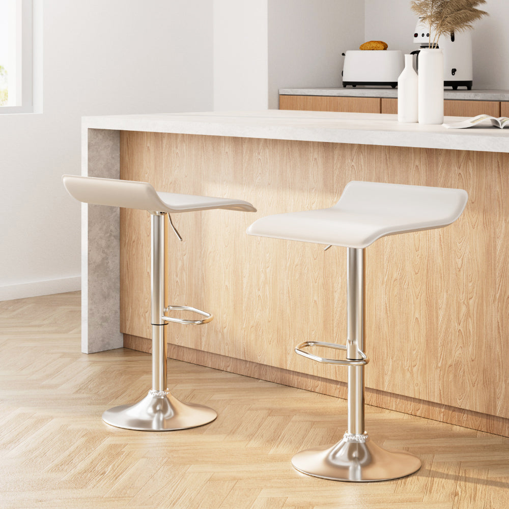 Artiss 2x Bar Stools Faux Leather Chair White BA-K-509-WH-X2