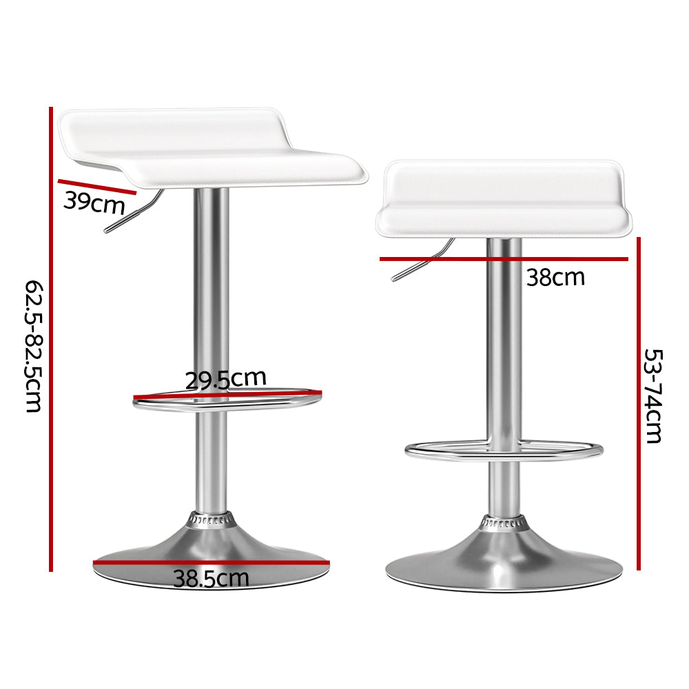 Artiss 2x Bar Stools Faux Leather Chair White BA-K-509-WH-X2