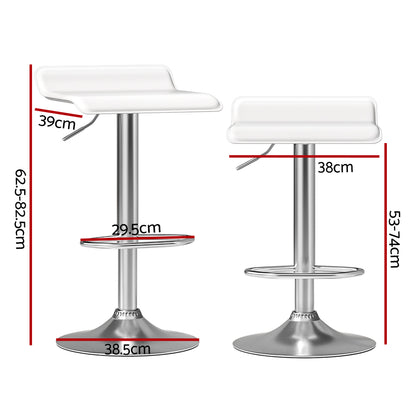 Artiss 2x Bar Stools Faux Leather Chair White BA-K-509-WH-X2