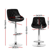 Artiss 2x Bar Stools Leather Padded Gas Lift Stool Black BA-K-704-BKX2
