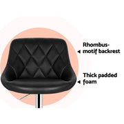 Artiss 2x Bar Stools Leather Padded Gas Lift Stool Black BA-K-704-BKX2