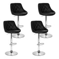Artiss 4x Bar Stools Leather Padded Gas Lift Black BA-K-704-BKX4