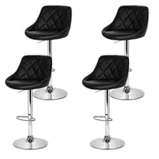 Artiss 4x Bar Stools Leather Padded Gas Lift Black BA-K-704-BKX4