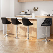 Artiss 4x Bar Stools Leather Padded Gas Lift Black BA-K-704-BKX4