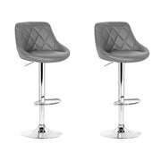 Artiss 2x Bar Stools Leather Padded Gas Lift Grey BA-K-704-GYX2
