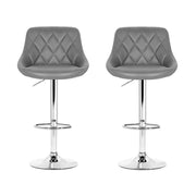 Artiss 2x Bar Stools Leather Padded Gas Lift Grey BA-K-704-GYX2