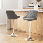 Artiss 2x Bar Stools Leather Padded Gas Lift Grey BA-K-704-GYX2