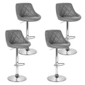 Artiss 4x Bar Stools Leather Padded Gas Lift Grey BA-K-704-GYX4