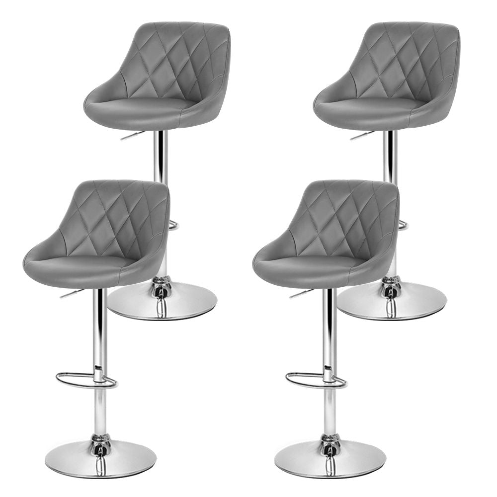 Artiss 4x Bar Stools Leather Padded Gas Lift Grey BA-K-704-GYX4