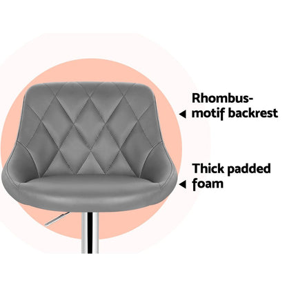 Artiss 4x Bar Stools Leather Padded Gas Lift Grey BA-K-704-GYX4