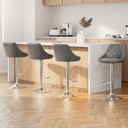 Artiss 4x Bar Stools Leather Padded Gas Lift Grey BA-K-704-GYX4