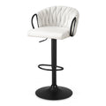 Artiss 1x Bar Stool Single Kitchen Dining Chair Counter Stool Woven Velvet Ivory BA-K-71096-BG